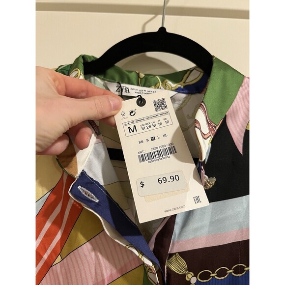 NWT Zara Women Short Printed Mini SCARF Dress SIZE M No Belt - Picture 6 of 7